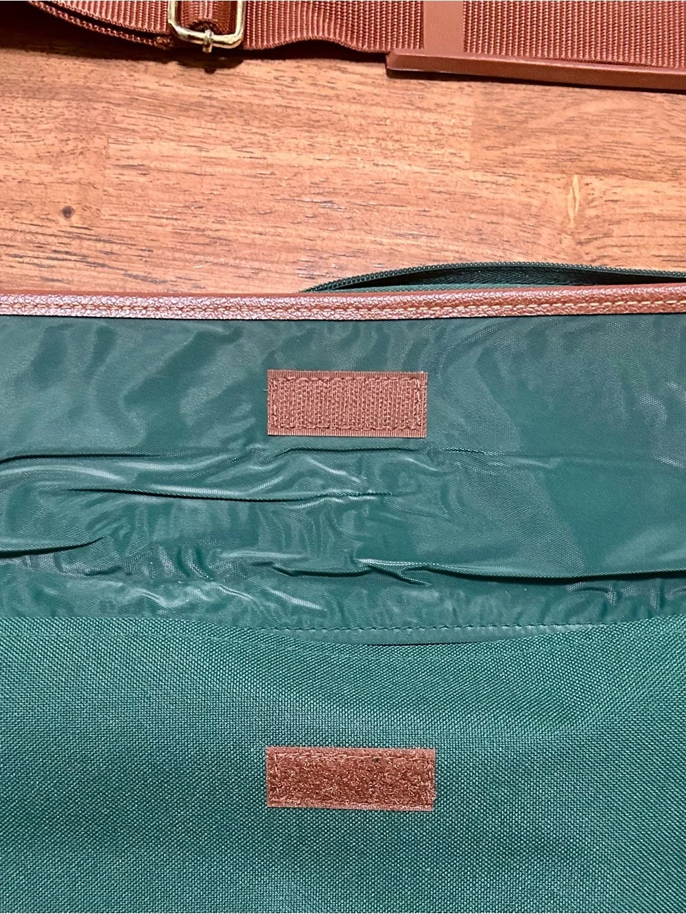 VINTAGE Polo by Ralph Lauren Green Canvas Messenger Bag with Brown Trim